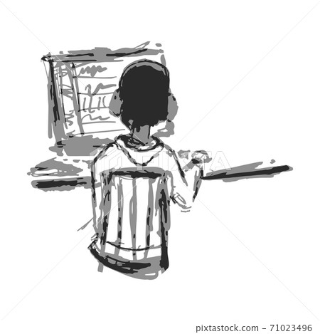 Programmer gamer concept at computer in doodle style Programmer gamer concept at computer in doodle style 71023496