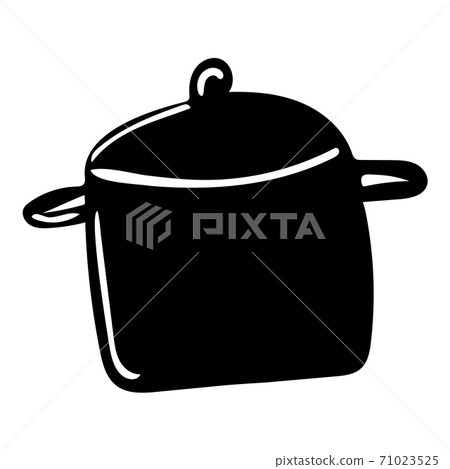 Isolated black kitchen pot in cartoon minimal style Isolated black kitchen pot in cartoon minimal style 71023525