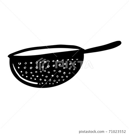 Isolated black icon of colander in doodle minimal style Isolated black icon of colander in doodle minimal style 71023552