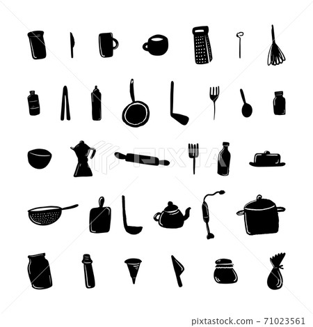 Big icon set of kitchen cookware in minimal style Big icon set of kitchen cookware in minimal style 71023561