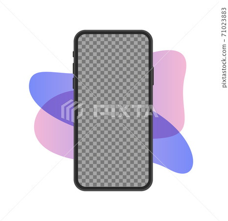 Black smart phone with button isolated on transparent background. 71023883