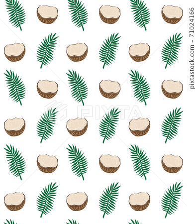 Vector seamless pattern of coconut and palm leaves - Stock Illustration ...