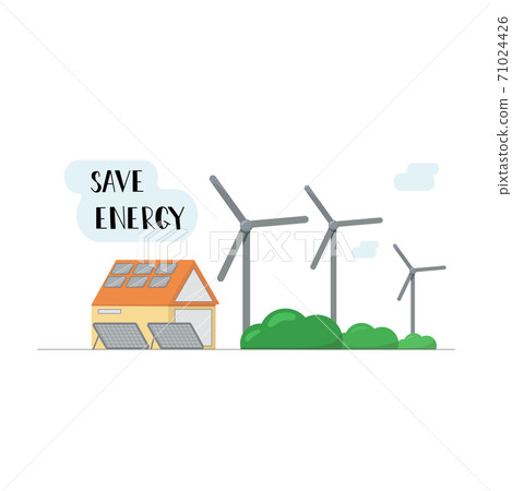 Save energy illustration for eco system design. Vector stock illustration isolated on white background. 71024426