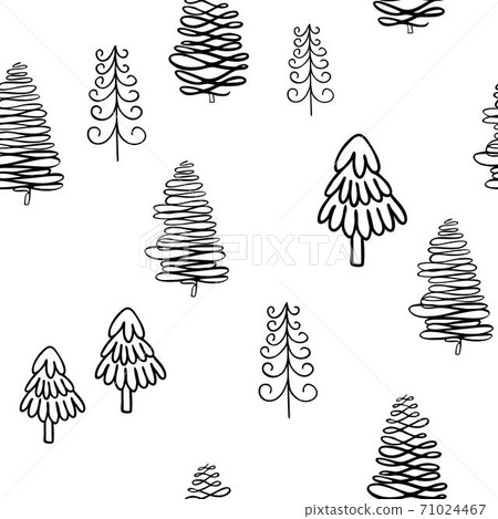 Christmas tree simple vector seamless pattern in cute cartoon style, decorative forest fir-tree for textile, gift paper, family gatherings winter holidays design, wintertime festive period celebration 71024467