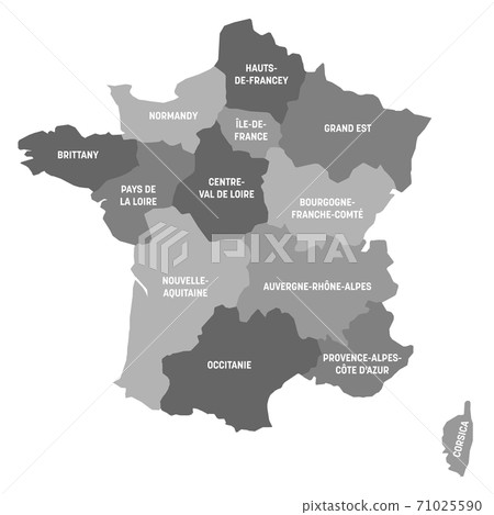 France - map of metropolitan regions 71025590