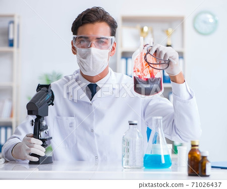Doctor working with blood samples in hospital clinic lab Doctor working with blood samples in hospital clinic lab 71026437