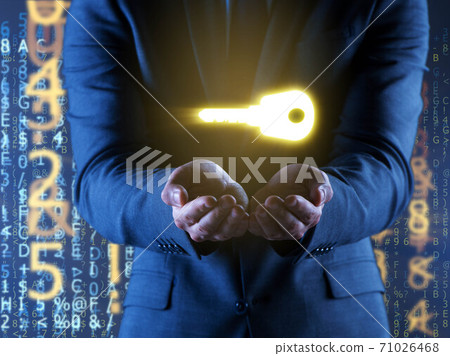 Businessman in digital security concept 71026468