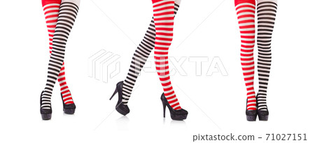 Striped leggings isolated on the white 71027151