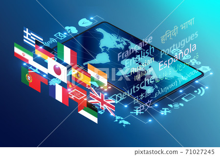 Concept of online foreign language translation and learning - 3d 71027245