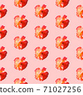 Seamless pattern with roses on a pink background. 71027256