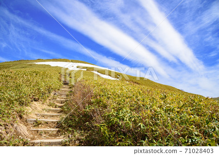 Blue sky and Tairapyoyama mountain trail Blue sky and Tairapyoyama mountain trail 71028403