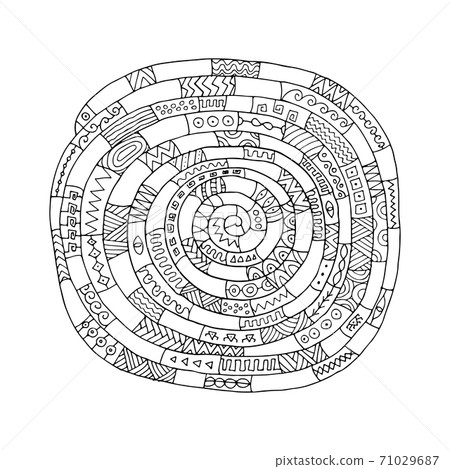 Ethnic spiral mandala, sketch for your design 71029687