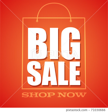 Big sale. Shop now. Shopping bag in outline style 71030666