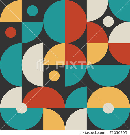 Retro pattern in style of 60s, 70s. Bauhaus seamless color geometric background 71030705