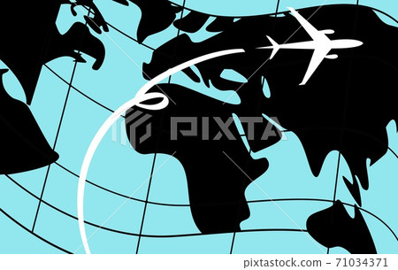 Travel world map background with airplane - illustration design 71034371