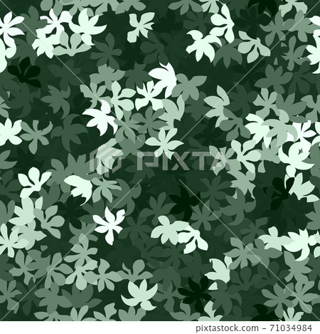 White and green halftone leaves silhouettes on the pastel green background 71034984