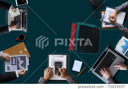 Group of Multiethnic Busy Meeting Conference Discussion Corporate Concept. People corporate business team concept. 71035037