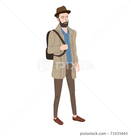 Young man student in modern autumn trendy clothes in a hat. Fashion casual outerwear street style character. Flat cartoon style vector isolated illustration 71035665