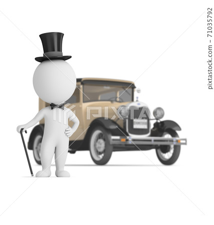 3d small people - gentleman and the car 71035792
