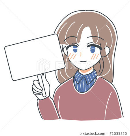 矢量標語牌的女孩 71035850