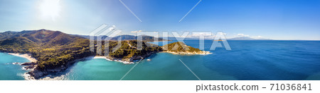 Drone aerial view of sea and rocks in Olympiada, Halkidiki, Greece Drone aerial view of sea and rocks in Olympiada, Halkidiki, Greece 71036841