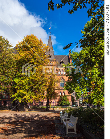 Historical building in autumn in the city Rostock, Germany Historical building in autumn in the city Rostock, Germany 71037591