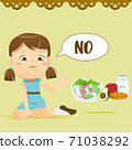 The girl say no for healthy food 71038292