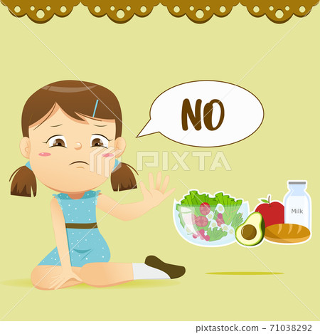 The girl say no for healthy food The girl say no for healthy food 71038292