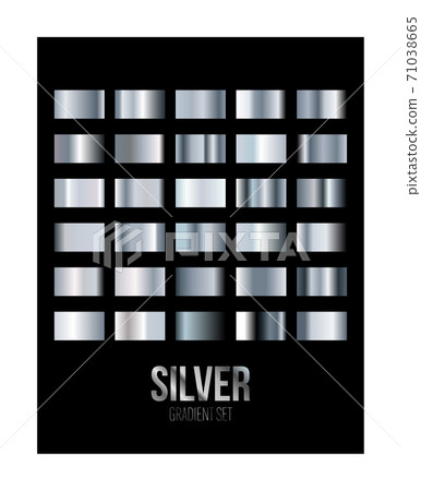 Silver gradient texture swatch set isolated on black Silver gradient texture swatch set isolated on black 71038665