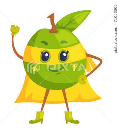 Apple superhero mascot in yellow cloak and mask Apple superhero mascot in yellow cloak and mask 71038806