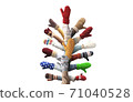 Christmas tree made up of hands with mittens. Winter Christmas concept. 71040528