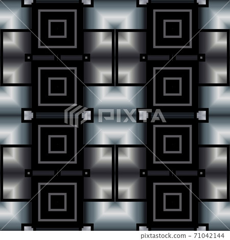 Silver metal seamless pattern with simple geometric ornate for brand, product, gift or card background Silver metal seamless pattern with simple geometric ornate for brand, product, gift or card background 71042144