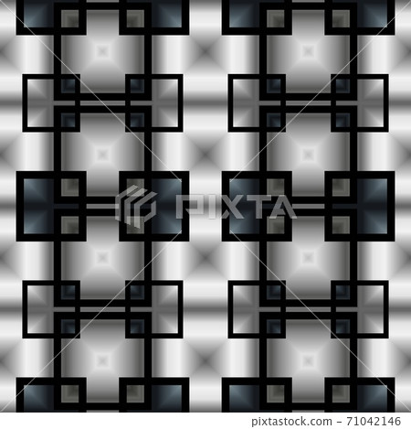 Silver metal seamless pattern with simple geometric ornate for brand, product, gift or card background Silver metal seamless pattern with simple geometric ornate for brand, product, gift or card background 71042146