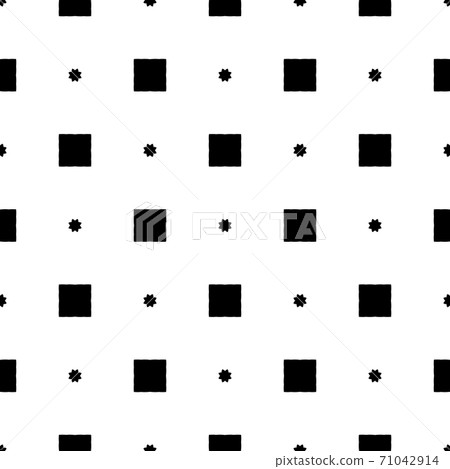 Black and white pattern with simple form, geometric texture, retro, vintage ornament 71042914