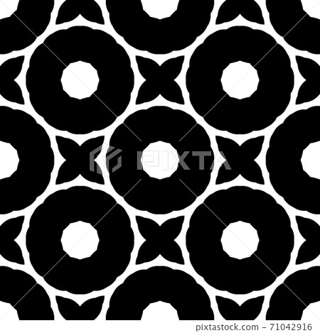 Black and white pattern with simple form, geometric texture, retro, vintage ornament 71042916