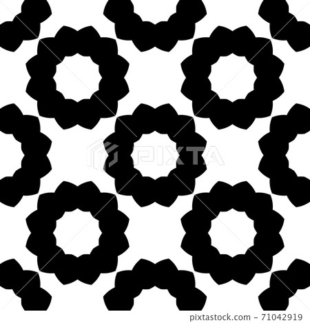Black and white pattern with simple form, geometric texture, retro, vintage ornament 71042919