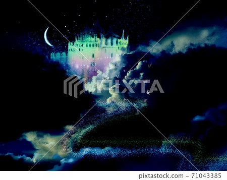 太空中一座童話般的城堡,月亮和星空的背景 太空中一座童話般的城堡,月亮和星空的背景 71043385