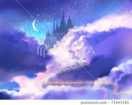 A Fairy Tale Like Castle Moon And Starry Sky Stock Illustration