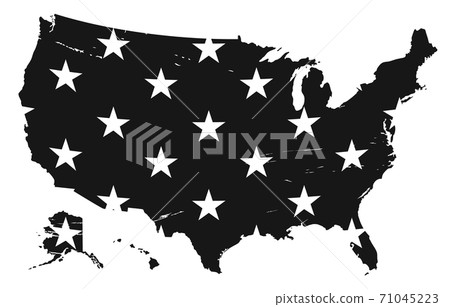 Black Map of the United States with stars. USA map background. Black Map of the United States with stars. USA map background. 71045223