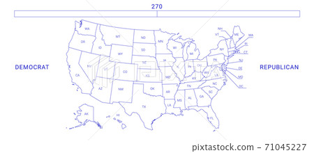 US election map. American Presidential Election results infographics template. All the states are separated and named in the layer panel 71045227