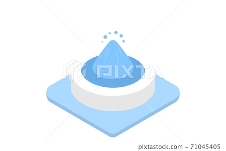 Illustration of blue icon of isometric fountain 71045405