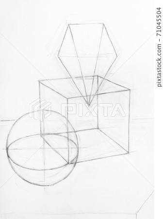 hand-drawn still-life from geometric shapes 71045504
