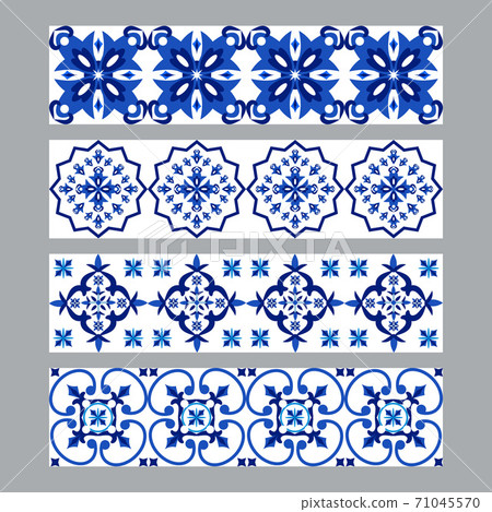 Set of azulejos portuguese traditional ornamental tile borders 71045570
