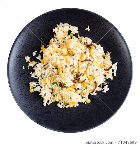 top view of boiled jasmine rice with vegetables top view of boiled jasmine rice with vegetables 71045699