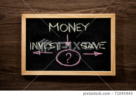 Money, invest and save diagram on blackboard Money, invest and save diagram on blackboard 71045943