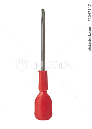 Screwdriver with red hand on white background 71047147