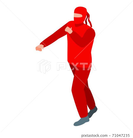 Ninja red clothes icon, isometric style 71047235
