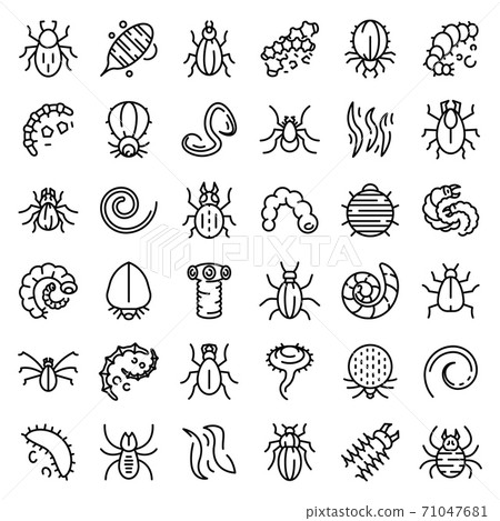Parasite icons set, outline style Parasite icons set, outline style 71047681