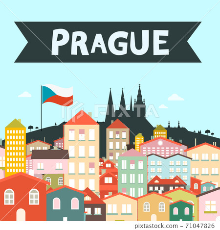 Prague City Vector Flat Design Cartoon 71047826