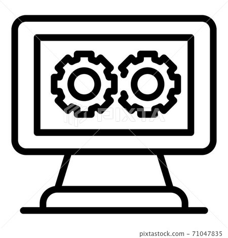Two gears on the monitor icon, outline style Two gears on the monitor icon, outline style 71047835